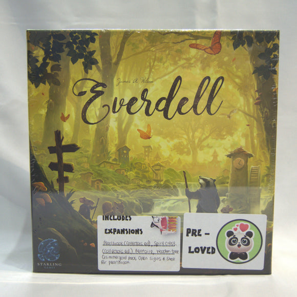Everdell + Pearlbrook - Collecters Ed. + Spire Crest - Collectors Ed. + Bellfaire + Wooden Ever Tree + Glimmergold pack + Open Signs & Shell for Pearlbrook (Pre-Loved)